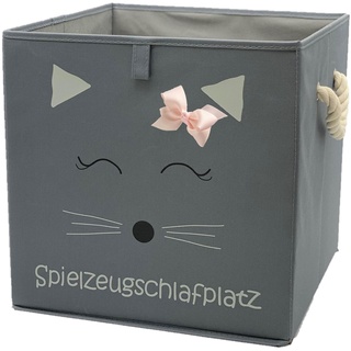 Sappralot Kids - Katze Aufbewahrungsbox grau für Kinder, Baby Aufbewahrungskorb, schöne praktische Spielzeugkiste für jedes Kinderzimmer, kompatibel mit IKEA Kallax Regale (33x33x33), Katze (rosa)