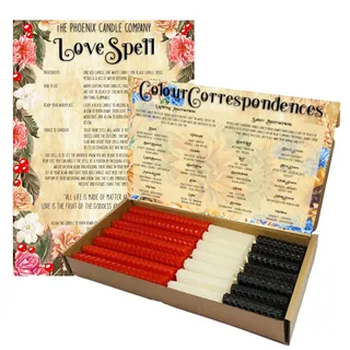 Phoenix Candle Company Manifest Love Bienenwachs-Zauberkerzen-Set mit A4-Zauber, 21 Stück, handgerollt, Rot