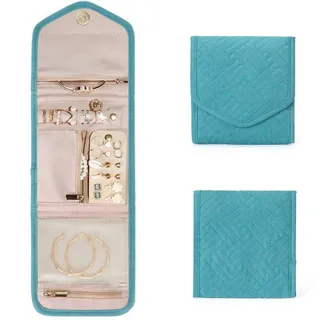 Aorine Faltbare Schmuckaufbewahrungstasche Große und Kleine Reiseschmuck-Reisebox Geeignet für die Tägliche Aufbewahrung von Ringen,Halsketten,Armbändern und Ohrringen,Cyan,S