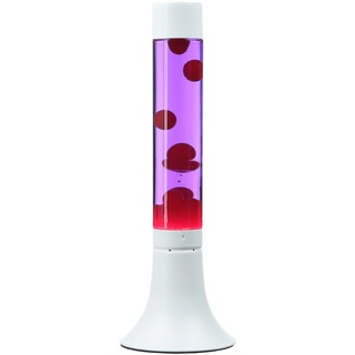 Lavalampe Aluminium Glas Weiß Lila Rot Partykeller 37,5 cm G9 inklusive Leuchtmittel Magma Stimmungslicht Retro Tischleuchte YVONNE