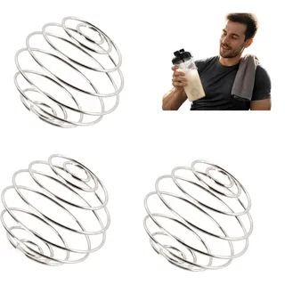 Shaker Kugel 304 Edelstahl 3er Set, Schneebesenkugel für Eiweißshaker | Fitness Getränke, Draht Mischer Kugel 4,7 cm für Trinkflaschen & Proteinpulver, Lebensmittelecht & Spülmaschinenfest, 3 Stück