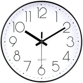 jomparis 20cm Modern Quartz Lautlos Wanduhr Schleichende Sekunde ohne Ticken Analoge Wanduhr Dekor für Wohnzimmer, Kinderzimmer,Küche,Büro (Schwarz)
