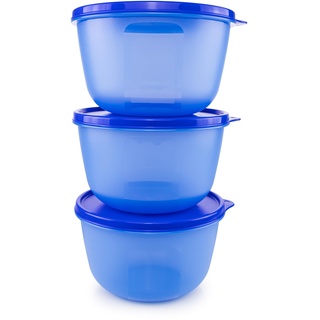 Tupperware Clarissa Schüssel 3x 1,9 L blau Salatschüssel, Rührschüssel, Backschüssel
