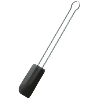 Rösle Teigschaber, Hochwertiger Teigspachtel als Back- und Kochhelfer, strapazierfähiges Silikon, schwarz, 20 cm, schmal, Edelstahl 18/10, -30°C bis +200°C, spülmaschinengeeignet
