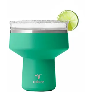 REDUCE Saltini 16 oz Cocktailbecher – isolierter Margarita-Becher mit Deckel – hält Getränke 10 Stunden lang kalt – 360 schlürfbarer Martiniglas-Alternative – bruchsicher, perfekt für Partys