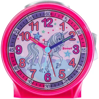 Quarzwecker SCOUT "Pferdewecker, Friends, 280001046", pink, Wecker, Kinderwecker, Geschenkidee, Kinderzimmer,Schulanfang, Pferd,Lernwecker