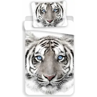 Jerry Fabrics Bettwäsche White Tiger Baumwolle 140 x 200 cm + 70 x 90 cm