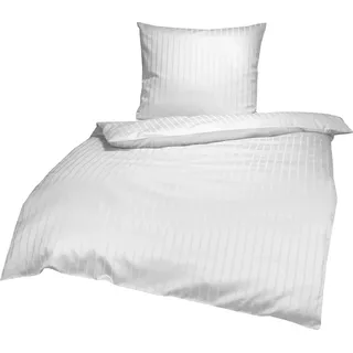 Lorena Textil Verona Mako-Satin Bettwäsche Baumwolle (weiß, 155x220 cm + 80x80 cm)