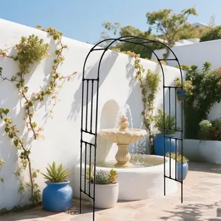 GarveeLife Rosenbogen, Metall Gartenbogen Als Rankhilfe - Torbogen Für Rosen & Kletterpflanzen, Stabile Pergola Für Hochzeit, Garten & Party 225x50x267cm