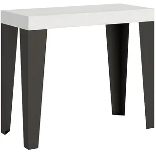Itamoby Ausziehbare Konsole 90x40/300 cm Flame Premium White Ash Anthrazitrahmen