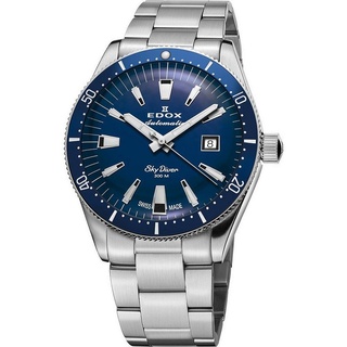 Edox Taucheruhr Edox 80131-3BUM-BUIN Skydiver Automatik Damenuhr 3 silberfarben