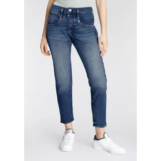 Boyfriend-Jeans HERRLICHER "SHYRA CROPPED ORGANIC" Gr. 26, N-Gr, blau (blue sea 879) Damen Jeans Weite im Boyfriend Style