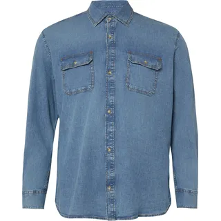 s.Oliver Herren Hemd – Regular Fit: Langarm-Denimhemd aus reiner Baumwolle blau - 4XL