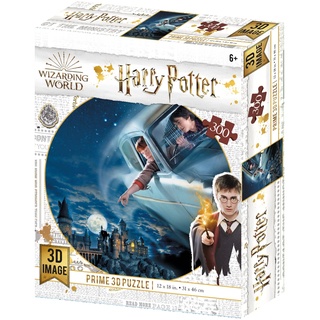 Nanostad Harry Potter 3D 33011 Potter-Harry Flying Over Hogwarts Anglia Ron Linsenpuzzle im Ford An, bunt, 46cm x 31cm