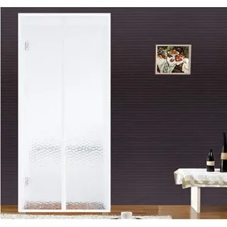 LIVEINU Wärmeschutzvorhang Magnet Thermo Türvorhang Fliegengitter Panel-Isolierung Thermovorhang Wasserdicht Winddicht Klimaanlage Fliegenvorhang für Balkontür Wohnzimmer 120x210cm Weiß