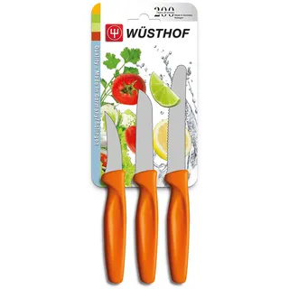 WÜSTHOF Messerset, 3-teilig, Schälmesser, Spickmesser,Aufschnittmesser, Griff orange (9333o), Allzweckmesser, spülmaschinenfest