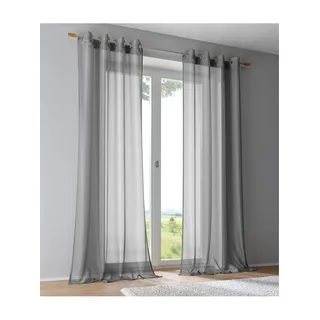 Gardine HEINE HOME Gr. 4, grau, B:130cm H:245cm, Polyester, Gardinen