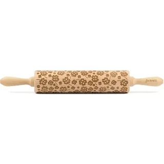 Folkroll Teigroller FOLKROLL "3D-Motiv-Teigrolle", braun, L:43cm, Massivholz, Teigroller, Kleeblatt