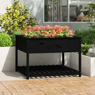 vidaXL Pflanzkübel mit Ablage 111,5 x 111,5 x 81 cm Schwarz