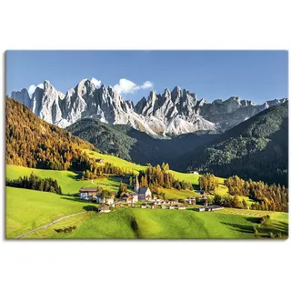 Wandbild ARTLAND "Alpen Berge Santa Maddalena", grün (farbe bild(er): grün), B:120cm H:80cm, Bilder, als Alubild, Leinwandbild, Poster in verschied. Größen