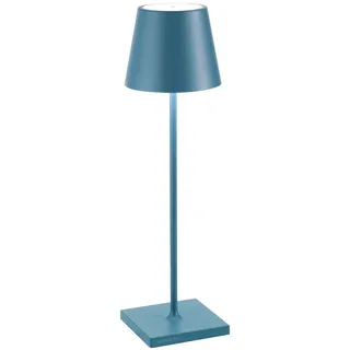 Zafferano, Poldina Pro Lampe, Kabellose, Wiederaufladbare Tischlampe mit Touch Control, Auch für den Außenbereich Geeignet, Dimmer, 2200-3000 K, Höhe 38 cm, Farbe Avio Blau