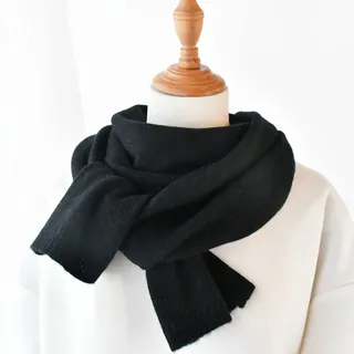 Neu Schwarz Kaschmirschal Damen Winter Warm Gestrickte Dünne Schals Erwachsene Kleine Kurze Wollschals Herbst Foulard Herren