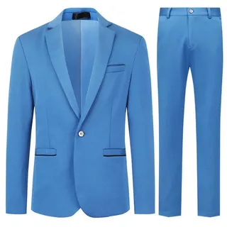 Allthemen Anzug (2 tlg) Slim Fit Hochzeitsanzug mit elastischer Faser blau 50