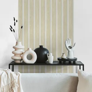 A.S. Création 3D-Tapete Holzpaneele selbstklebend 250 cm x 52 cm 0,52 l Beige/Weiß