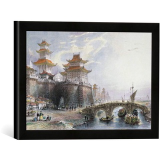 Gerahmtes Bild von Thomas nach Allom Western Gate of Peking, c.1850, Kunstdruck im hochwertigen handgefertigten Bilder-Rahmen, 40x30 cm, Schwarz matt