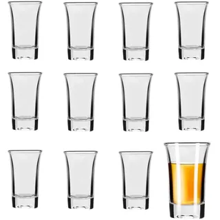 ASOPFYUM Schnapsgläser, 12 Stück Shotgläser 5CL/50ML, Likörgläser Dicke Basis, Party Zubehör Kleines Schnapsglas, Lustig Pinnchen für Holiday Gatherings, Family Bars, Tequila, Glas kleines Weinglas