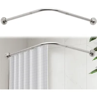 Duschvorhangstange L Form,68-98cm x 192-222cm Verstellbare Duschstange Ecke aus 304 Edelstahl 16kg Tragkraft,für Badewanne Badezimmer Ankleidezimmer,Bohr-Montage Erforderlich
