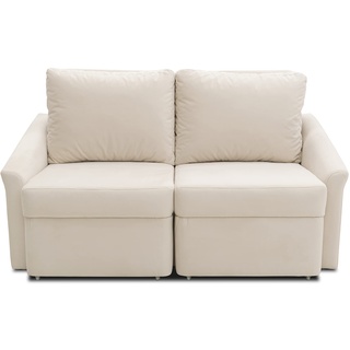 DOMO. collection Relax Dauerschläfer Boxspring Sofa mit Schlaffunktion, 2-Sitzer Schlafsofa Gästebett | 168 x 96 x 86 cm, Creme