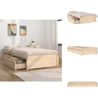 Bett mit Schubladen 75x190 cm - Holzbettwäsche - Kiefernbett - Einzelbett - Bettsofa - Schrankbett