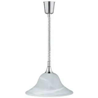 TRIO Leuchten LED Pendelleuchte, LED wechselbar, Warmweiß, Design-klassiker Zugpendelleuchten höhenverstellbar Treppenhaus, Ø39cm silberfarben|weiß