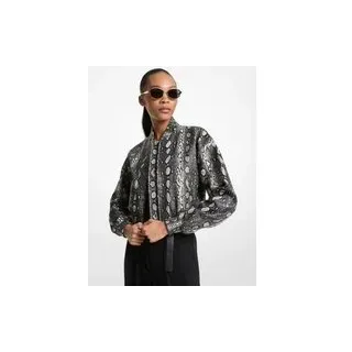 MK Blouson aus Leder mit Schlangenprägung - Natur - Michael Kors - L