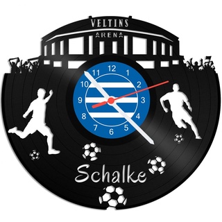 GRAVURZEILE Schallplattenuhr Schalke - 100% Vereinsliebe - Upcycling Design Wanduhr aus Vinyl Made in Germany