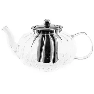 "Teekanne \"Rosie\" aus Glas mit Edelstahl-Sieb und Deckel 1000 ml Transparent"