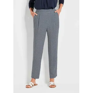 GOLDNER Stoffhose Karottenhose SARA, Viskose Elastische Sommerhose mit knöchellanger Länge, grafisches Muster blau 48