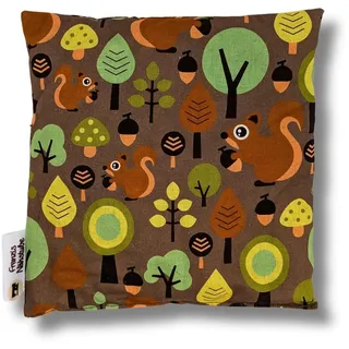 Franzis Nähstube 20x20cm Dinkelkissen Wald braun in 100% Baumwolle I Körnerkissen Dinkel 20x20 für Mikrowelle I Wärmekissen, Dinkelkernkissen, Nackenwärmekissen