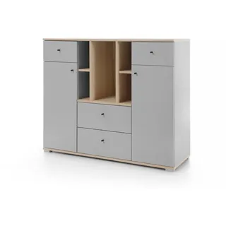 Deine Möbel 24 Kinderkommode OLAF 120 x 100 x 40 cm Eiche grau