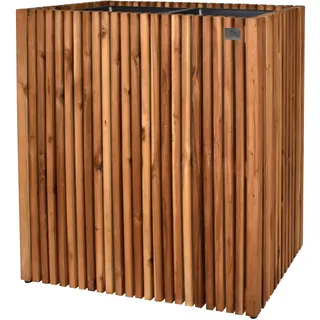 lamorenda Raumteiler Pflanzgefäß Pflanzkübel Blumenkübel Holz Akazie inkl. Kunststoffeinsatz 66 x 36,5 x 72 cm Braun