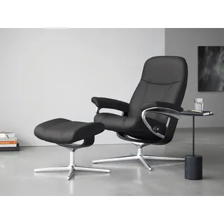 Stressless Relaxsessel Consul Leder 78 x 97 x 70 cm Grau mit Cross Base