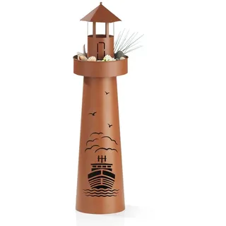 Garvida LED-Dekosäule Leuchtturm Stahl 70 cm kabellos braun