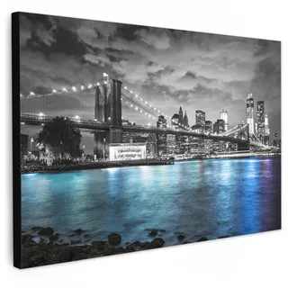 LEINWANDBILD New York - Skyline - Stadt - Blau Wohnzimmer Groß 120x80 cm