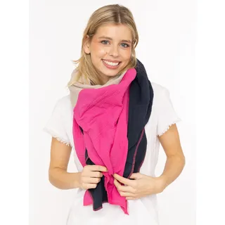 Zwillingsherz Dreieckstuch ZWILLINGSHERZ "Viereck "Blockstreifen", Damen, pink (pink marine), Web, Baumwolle, mehrfarbig, Modetücher, farbenfroh, Colour Block, angenehmes Tragegefühl