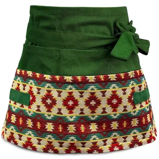 MILCIL Gartenschürze für Damen, Servierschürze, niedlich, Flora, halbe Schürze mit 8 Taschen, Valentinstagsgeschenk für Mutter, Frau, Freundin, Grün , Standard - Einheitsgröße