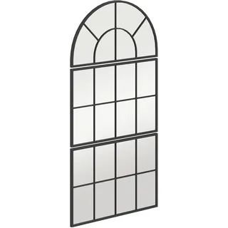 Bogenförmiger Wandspiegel, Fensterförmiger Wandspiegel, 3-teiliges Set, Metallrahmen, 76 X 43 Cm, Schwarz