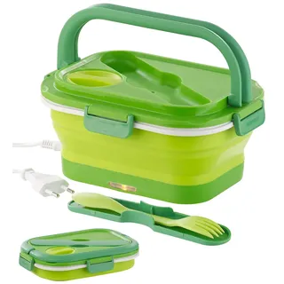 Rosenstein & Söhne Faltbare elektrische Thermo-Lunchbox mit Multifunktions-Besteck, 0,8 l