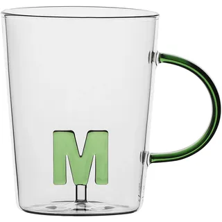 LA PORCELLANA BIANCA - Tasse Buchstabe 'M' aus Borosilikatglas, Fassungsvermögen 400 cc, Kollektion Allalettera