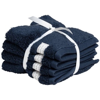 GANT Seiftuch, Organic Premium Towel, 4er Pack - 30x30 cm, Frottee Dunkelblau